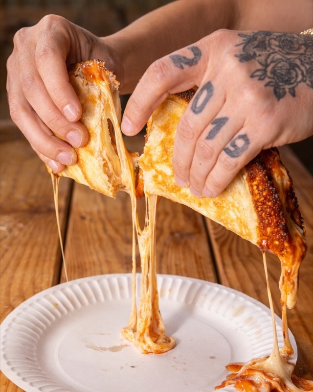 Pizza con queso derretido en 512 Pizzeria